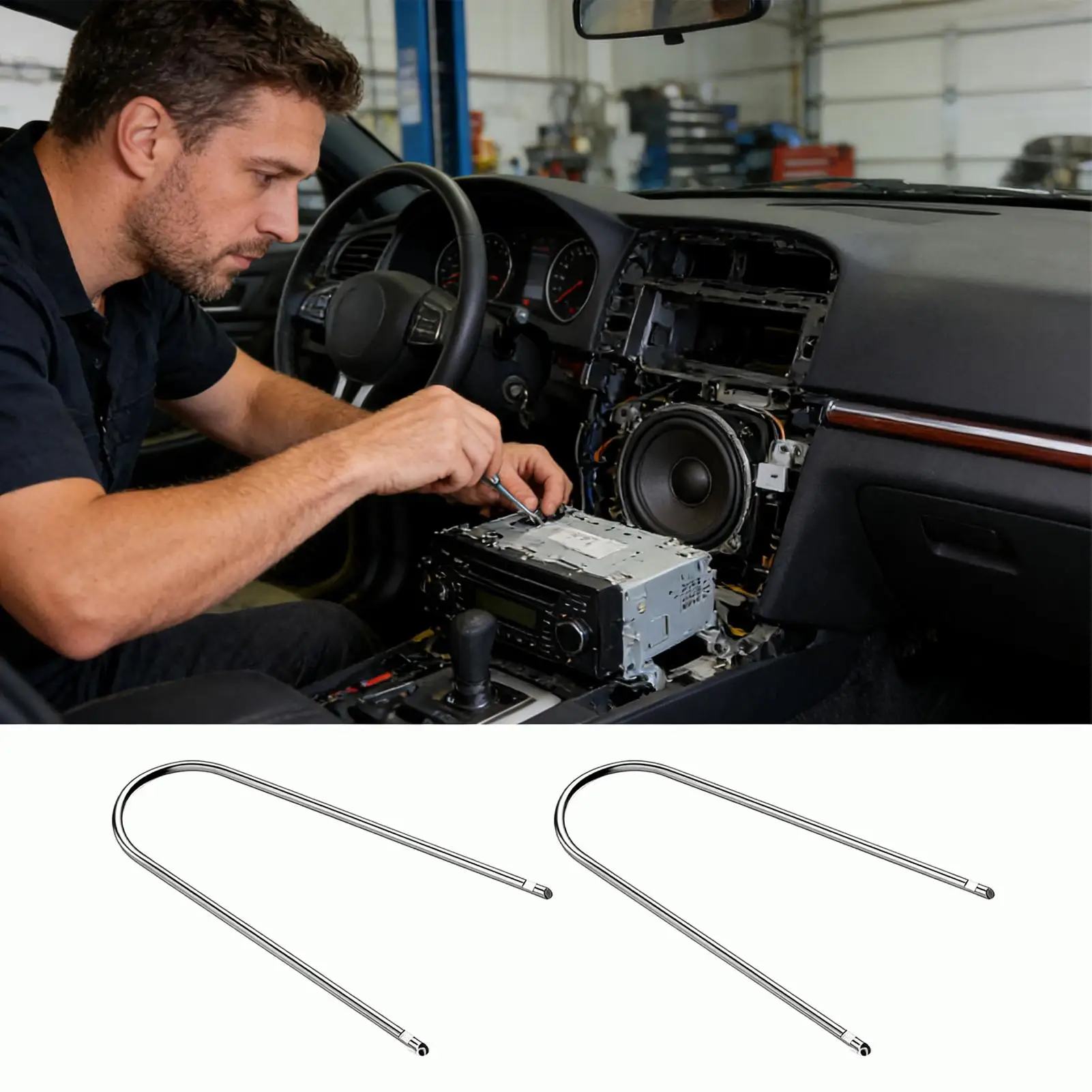 2Pcs Car Stereo U Shaped Removal Prying Compact Disc Changer Disassembly Repair Key For Automotive Stereo Repair Tools