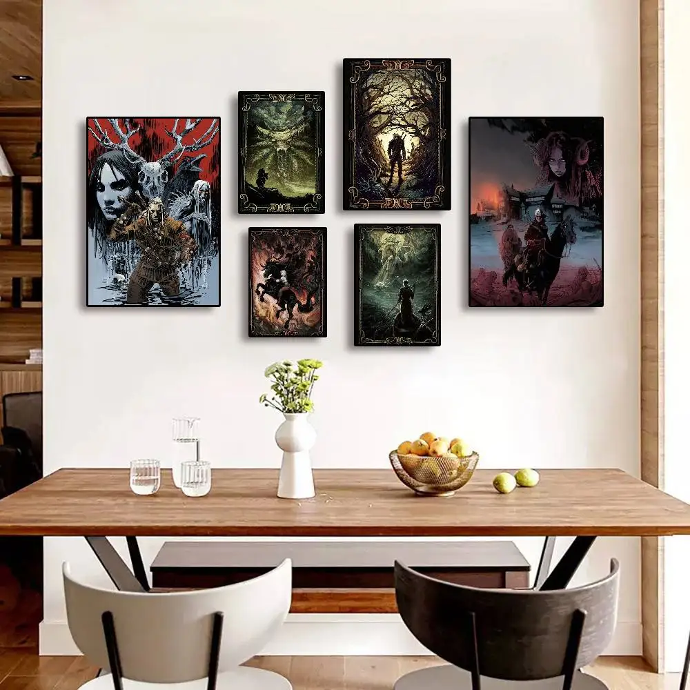 Game Witcher 3 Warriors Knight  Adhesive Wall Art Poster Canvas bedroom Children, study living room for Home Room Decor