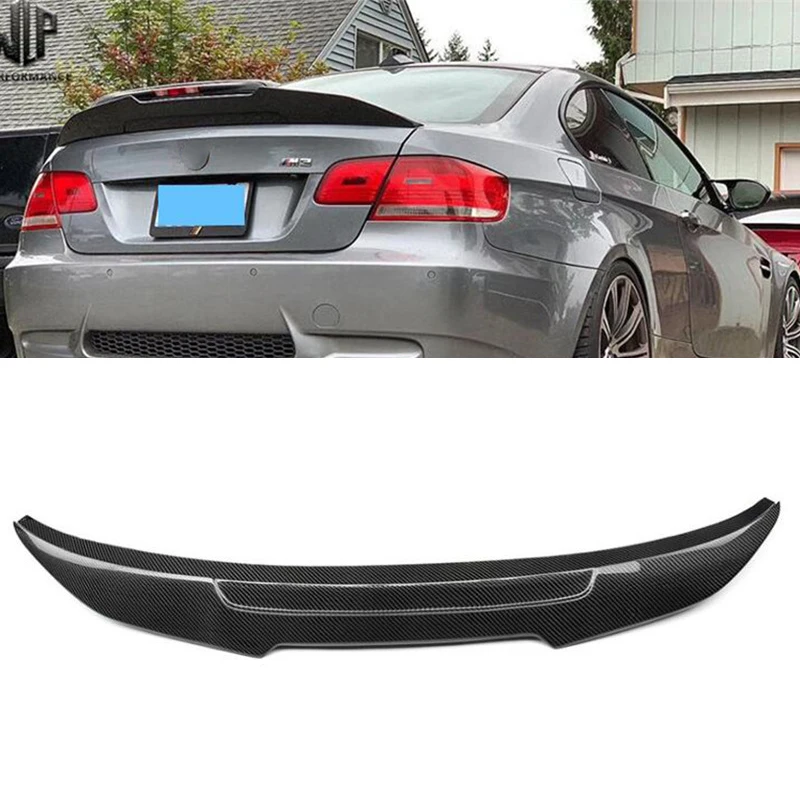 FOR Real Carbon Fiber Accessories Spoiler BMW 3 Series E92 2Door Coupe CAR Trunk Rear Lip Black Tail WING PSM Style 2005-2012