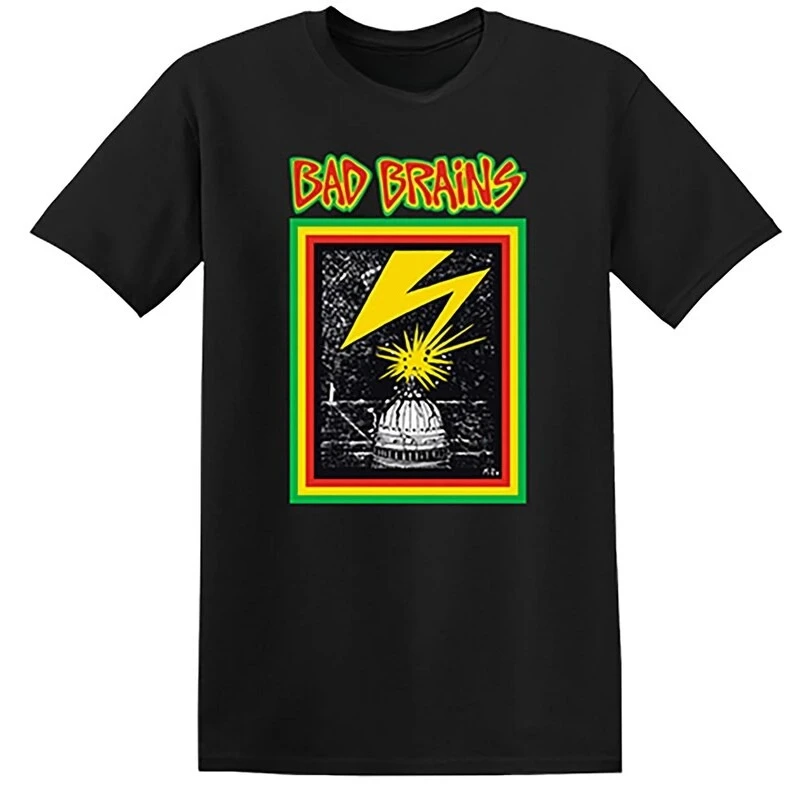 Bad Brains Capitol Strike on Gold Schwarzes Freizeit-T-Shirt für Herren und Damen, Luxus-Band-Marken-Top – Detail 3