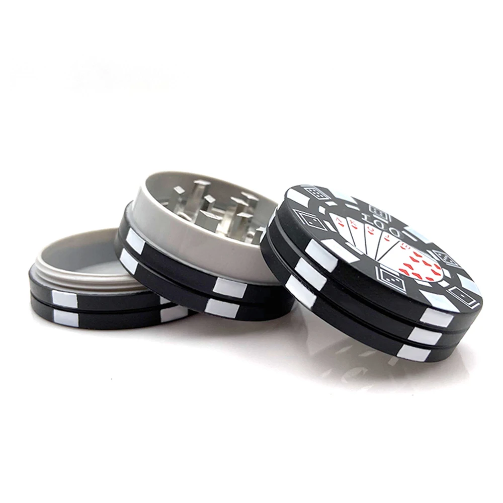 Poker Chip Tobacco Grinder 3 Layer Style Spice Cutter 40mm Herb Cutter Smoking Accessories Gadget Tool