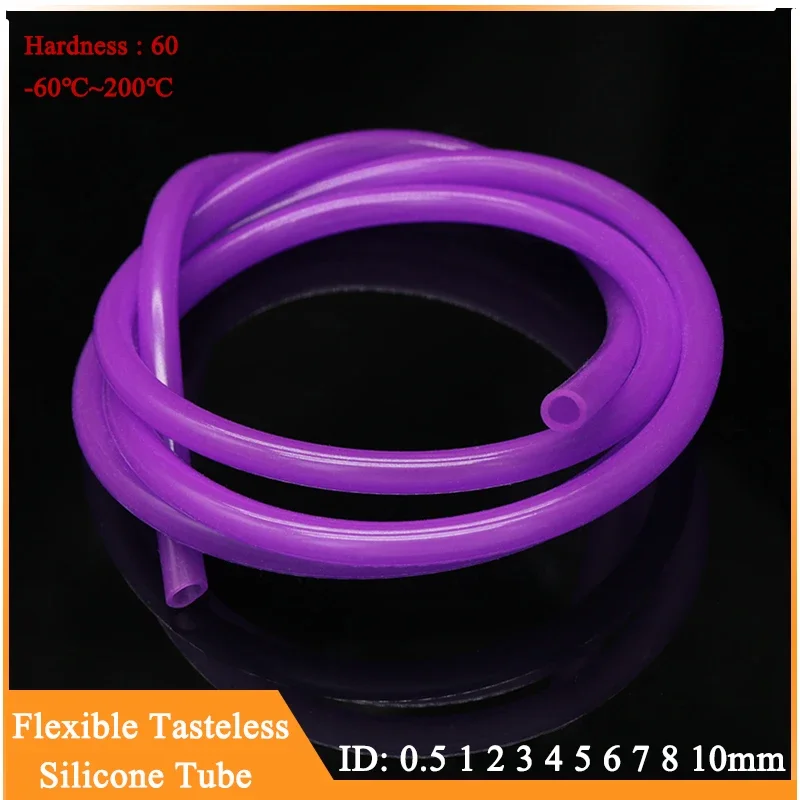 1/5/10/20M Food Grade Purple Silicone Rubber Hose IDxOD ID 0.5 1 2 3 4 5 6 7 8 10mm Tasteless Flexible Nontoxic Silicone Pipe