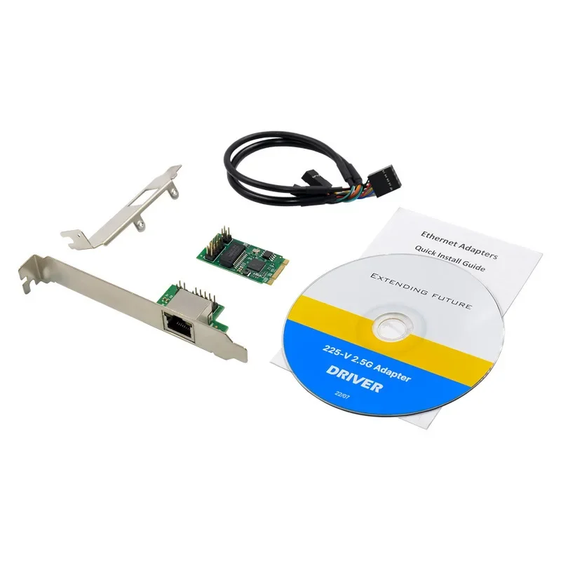 كابل نحاسي M.2 B+M أحادي المنفذ 2.5G / محول شبكة خادم سباق التحكم الصناعي RJ45 I225-V B3