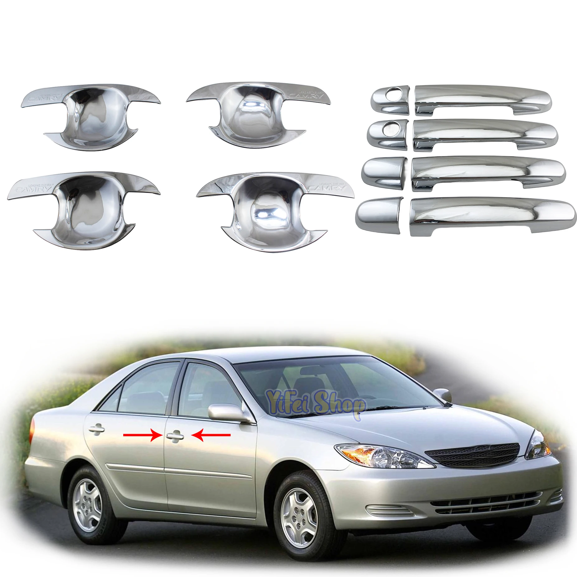 

Yoyo New ABS Chrome Car Accessory Door Handle Bowl Covers Trim Paste Style For TOYOTA CAMRY 2003 2004 2005 2006