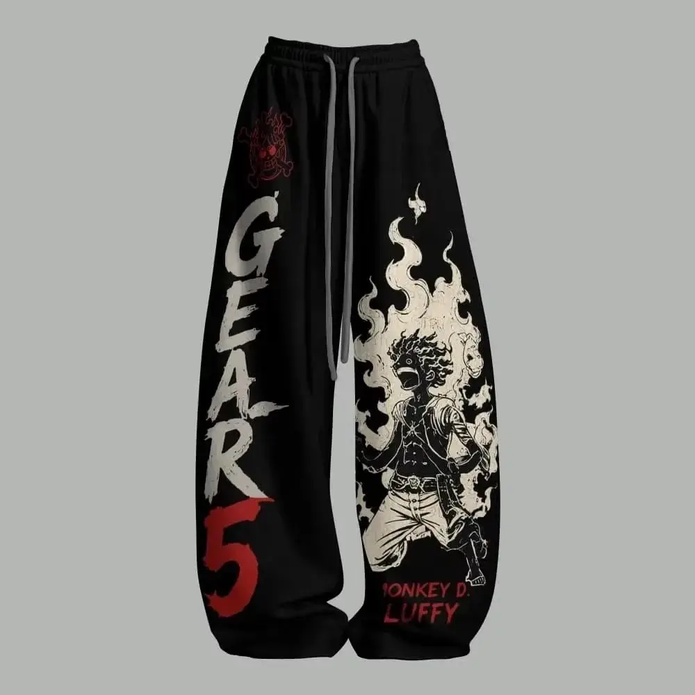 Unisex Anime Japanische Jogginghose Harajuku Streetwear Weite Freizeithose Gothic Anime Grafik Weites Bein Hose Familien-Set – Detail 9