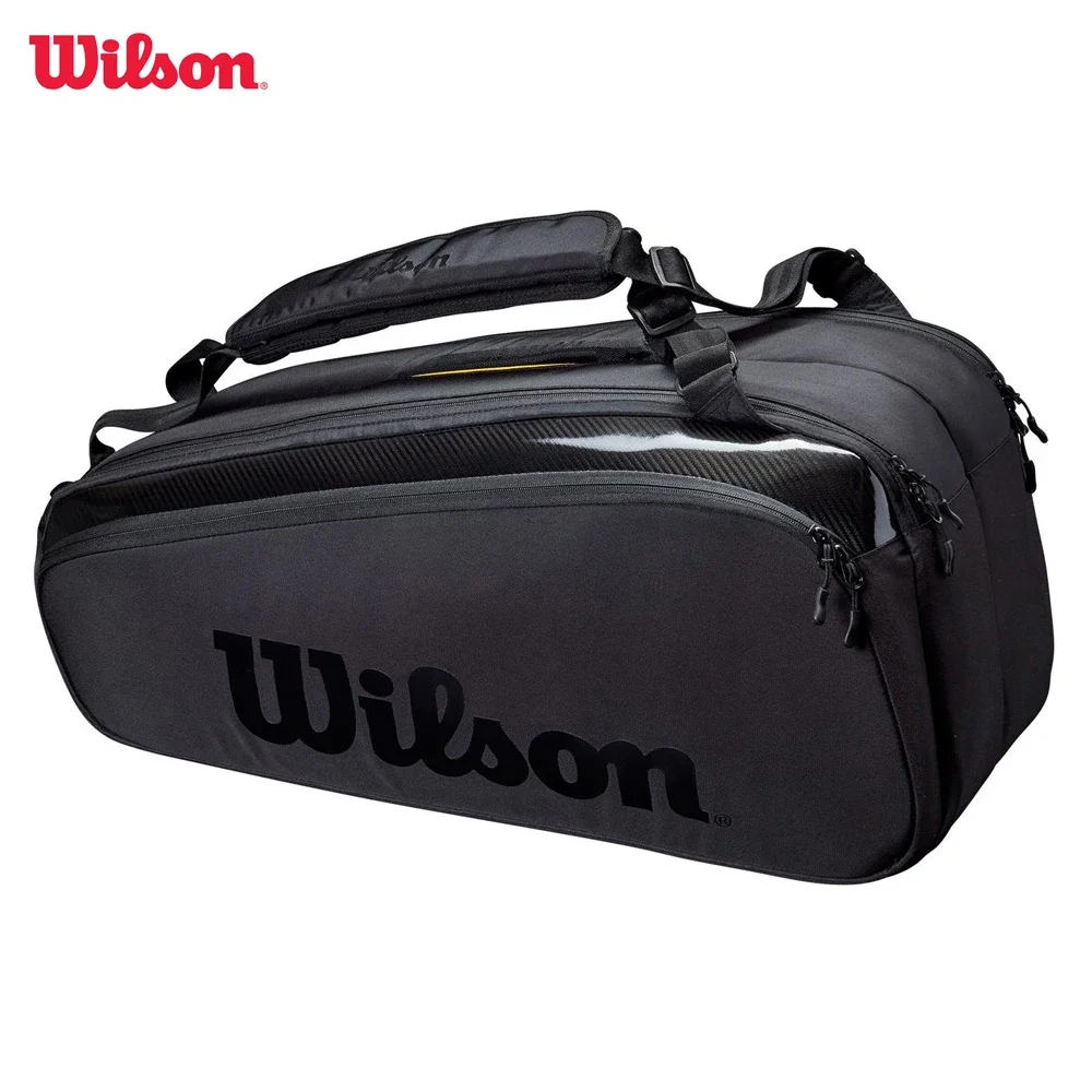 Wilson Super Tour Pro Staff 9 Pack Fine-knit Coating Tennis Bag Double Deck Racket Backpack Tennis Racquet Bag with Insulation