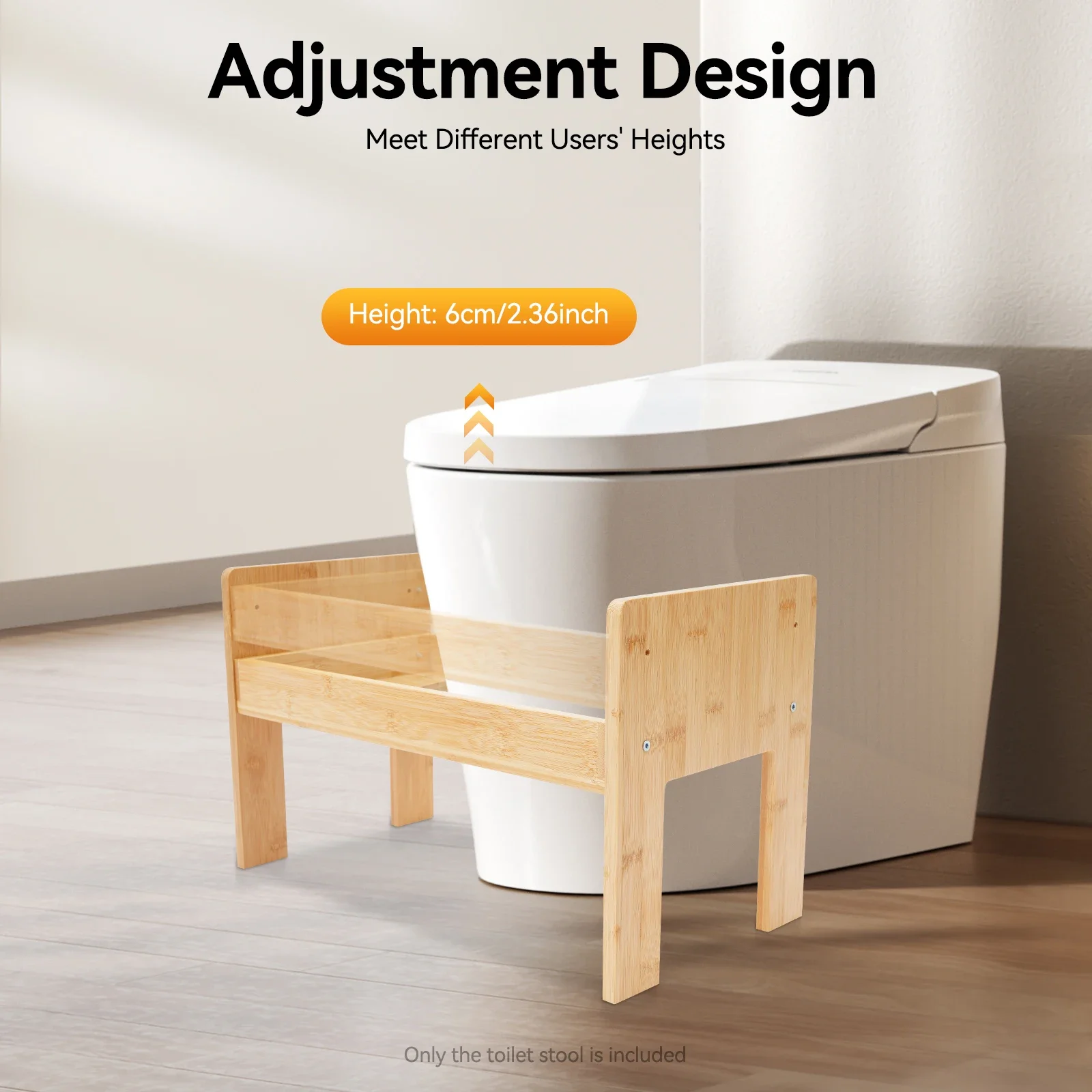 

Bamboo Toilet Stool Log Color Rectangular Toilet Assistance Steps Stool for Kids and Seniors 80kg Load Capacity Poop Stool