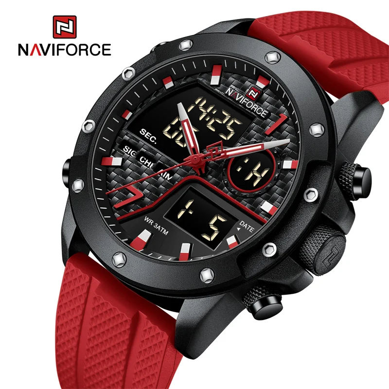 

NAVIFORCE 2024 New Mens Watch Sports Waterproof TPU Strap Luminous LED Digital Multifunctional Male Military Quartz Wristwatches