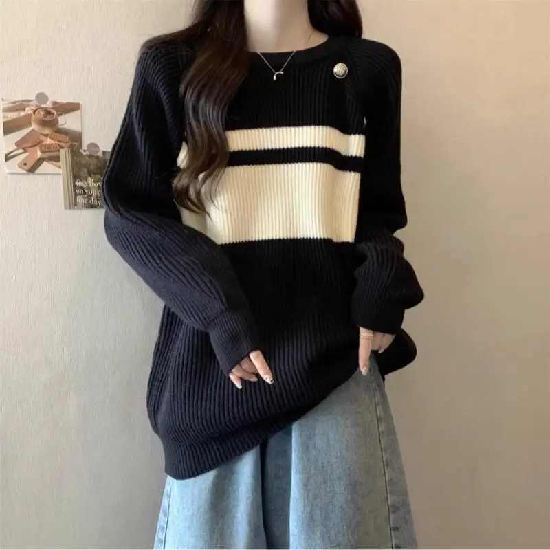 

sweater knit Knitwear Woman clothes winter 2025 Women's sweater Pullover Winter clothes woman cozy tops Striped Sweater