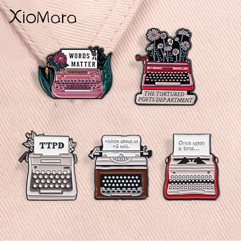 Pins de Esmalte Retrô com Temas de Máquina de Fax e Máquina de Escrever Clássica, Broches, Emblemas para Lapela e Mochila, Acessórios de Joalheria, Presentes para Amigos