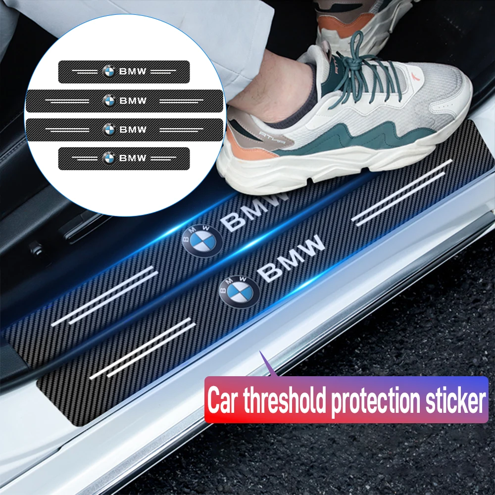 Car Styling Threshold Strip Sticker Auto Carbon Fiber Anti-Scratch Sticker Door Sill Protector For BMW M Performance Accessories