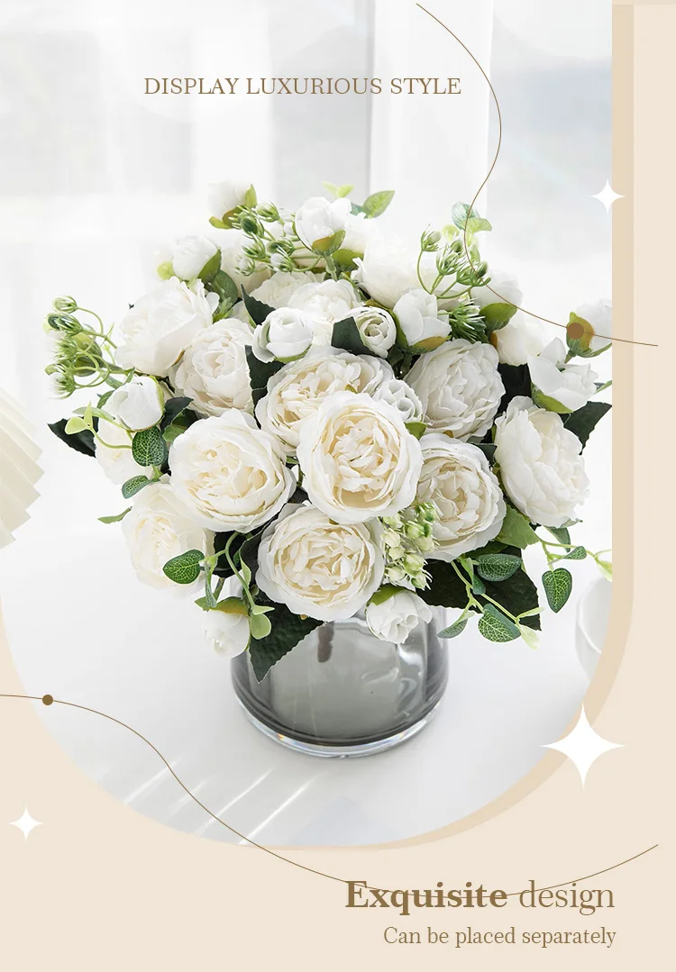 Künstliche Blumen Seidenrosen UV-Schutz für Draußen Hochzeit Party Brautsträuße Heim Garten Zimmer Hof Deko Günstige DIY Geschenkbox – Detail 11