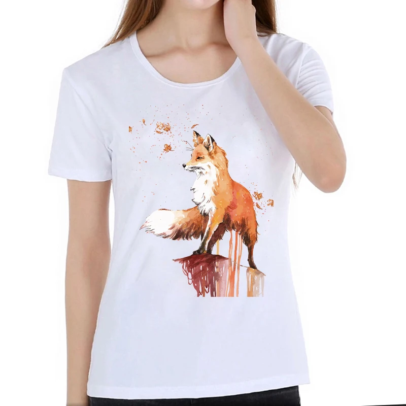 Harajuku 2022 Fox Animal Print T-Shirt Women Tops Camiseta Feminina graphic Tee Shirt Femme T Shirt Female White Tshirt casual