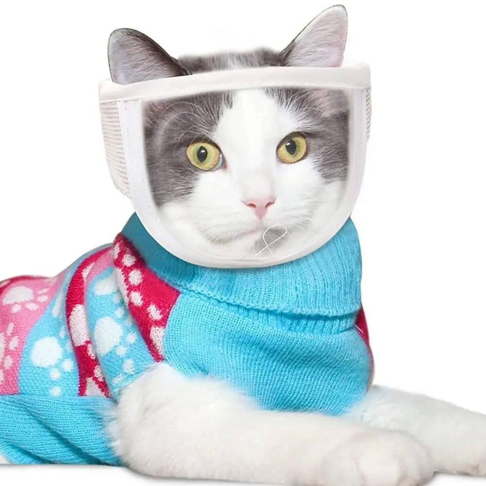 

Прозрачная дышащая маска для кошек, регулируемый портативный прозрачный шлем для ухода за домашними животными, устойчивый к царапинам, регулируемый котенок Mas D8R4