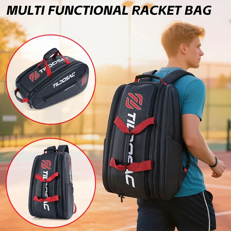 High Quality Pickleball Racquet Padel Racket Backpack Waterproof PU Padel Pickleball Shoulder Bag Adult Athlete Tennis Accessory