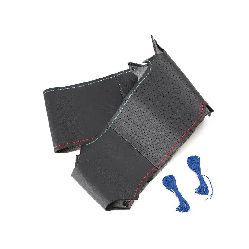 Black with red blue line Steering Wheel Leather Cover Trim For BMW M Sport E46 Coupe 330i 330Ci E39 540i 525i 530i M3 E46