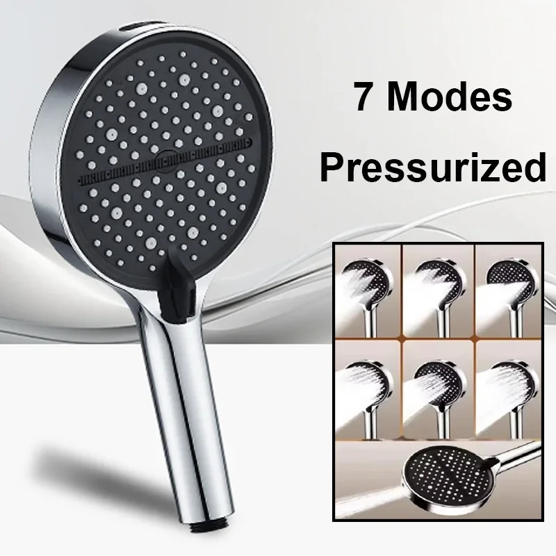 

New 15CM High Pressure Shower Head for Hard Water High Pressure Shower 7 Modes Adjustable Spray with Massage Bathroom