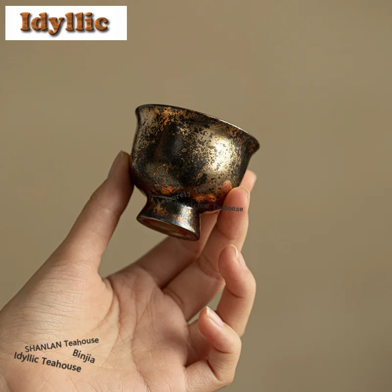 

50 мл Zhiye, позолоченная чайная чашка, креативная чайная чаша, милая чашка, чашка для дегустации чая, чашка для медитации, чашки Chazhan Master, аксессуары для чайной посуды