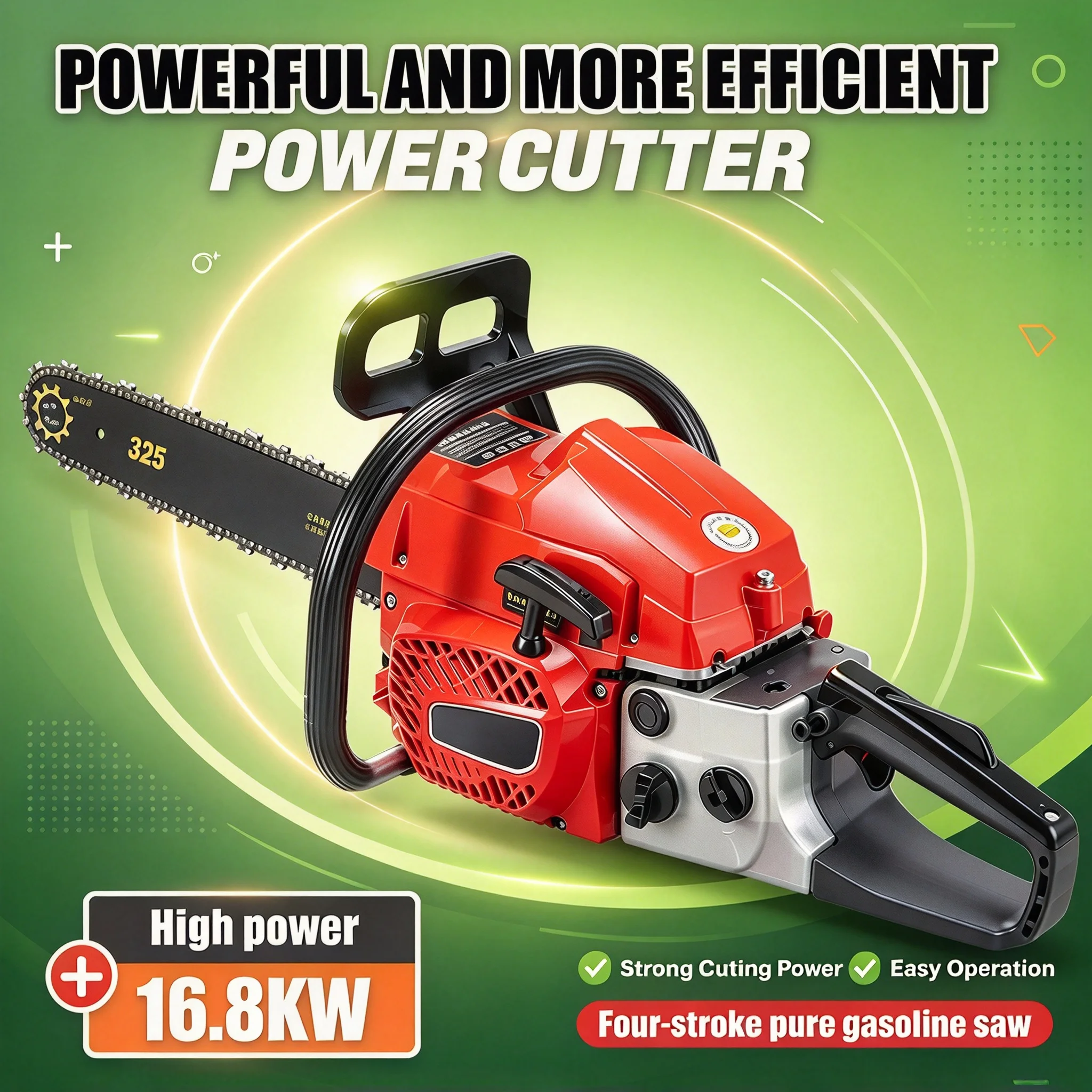 4-Stroke Chainsaw 16.8KW High Power Gas-powered Chain Saw Petrol Felling Saw Handheld Wood Cutting Saw For Garden Tree Pruning