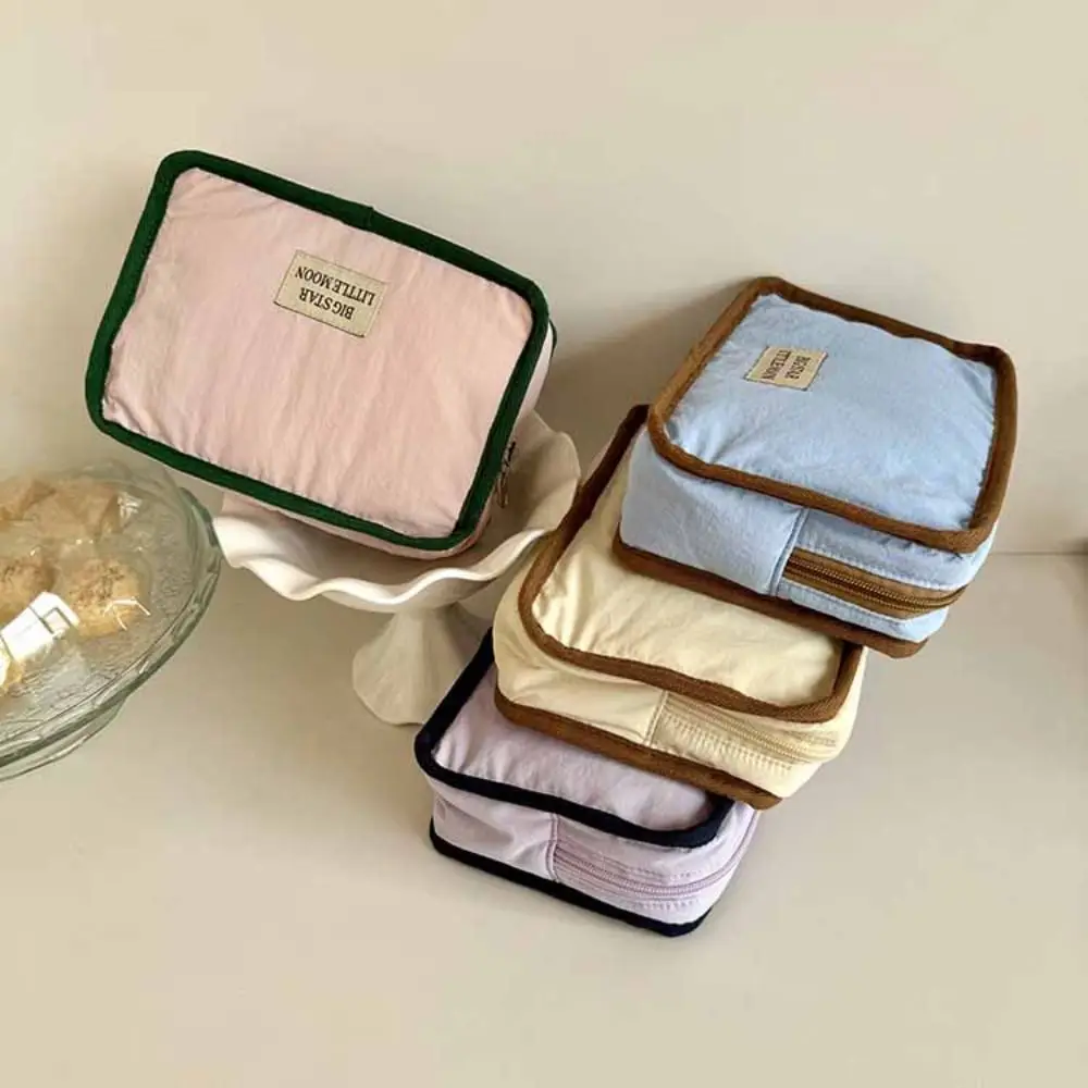 

Portable Contrast Color Cosmetic Bag Korean Style Wallet Solid Color Coin Purse Lightweight Soft Sanitary Napkin Storage Bag