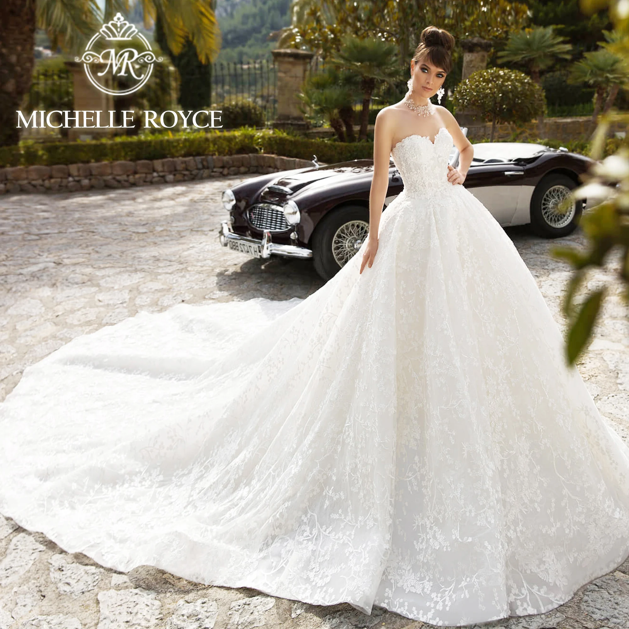 Michelle Royce Ball Gown Wedding Dresses For Woman 2024 Strapless Appliques Embroidered Organza Wedding Gown Vestidos De Novia