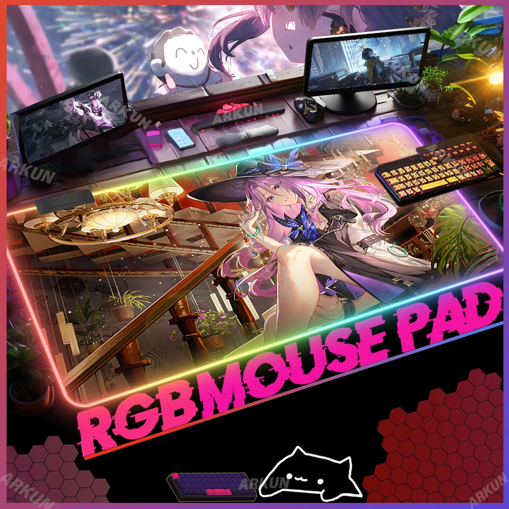 

Large RGB Kawaii Sex Pretty Jade Fashion Cool Honkai Star Rail Gaming Mouse Pad XXL 900X400 Keyboard Backlight Office Laptop Mat