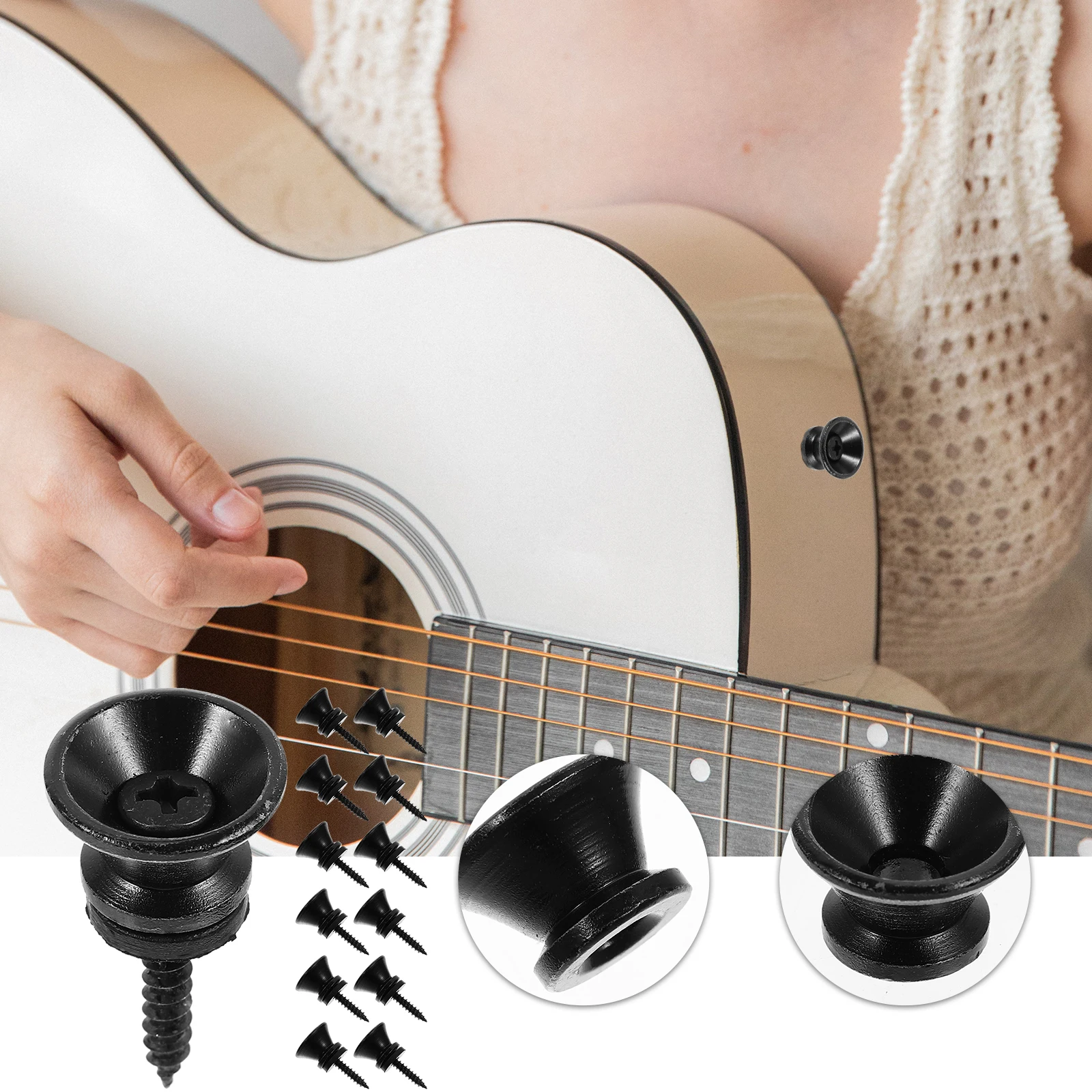 

20 set 20 Sets Guitar End Pins Strap Locks Alloy Bass Tail Nails Acoustic Electric Parts Accessories Durable Anti Rust