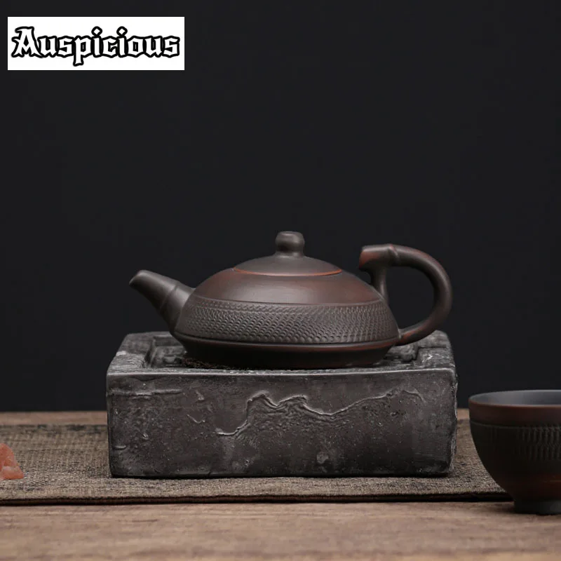 190ml Qingxi Purple Pottery Round Melting Pot Chinese Manual Jumping Knife Teapot Frosted Large Ceramic Kungfu Teapot Single Pot