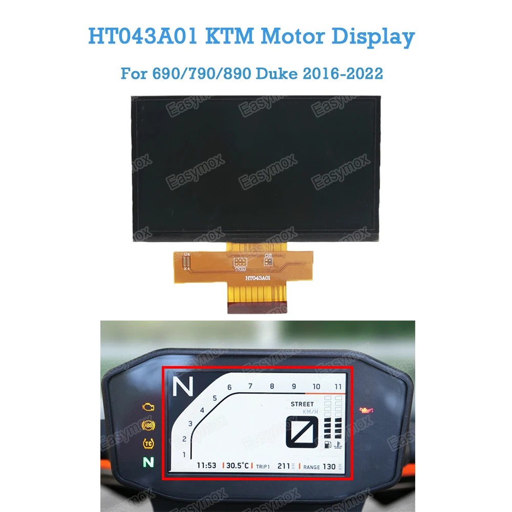 

Motorcycle LCD Display for KTM 690 790 890 Duke 2016-2022 Speedometer Instrument Cluster Dashboard Screen Repair HT043A01