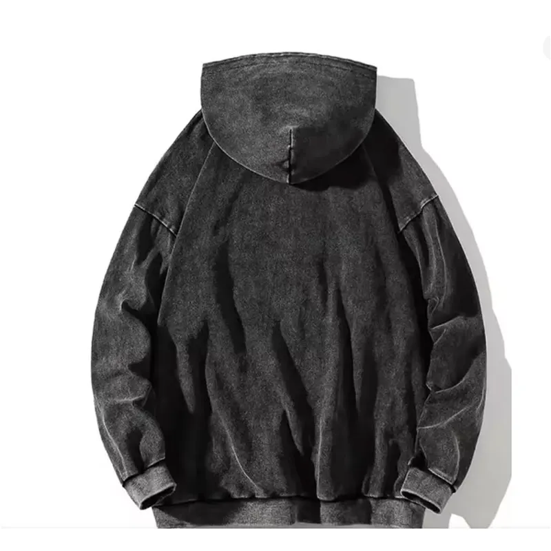360g Custom Washed Hoodies man Daily Wear Lightweight Hoodies Custom Text Vintage Round Neck Hoody Minimalist Custom Text