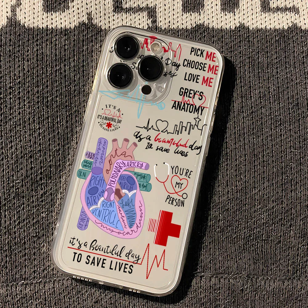 Greys Anatomy Phone Case for iPhone 16 15 14 Plus 13 12 Mini 11 iPhone16 iPhone13 Pro Max X Xs XR 7 8 Clear Soft Capa Cover