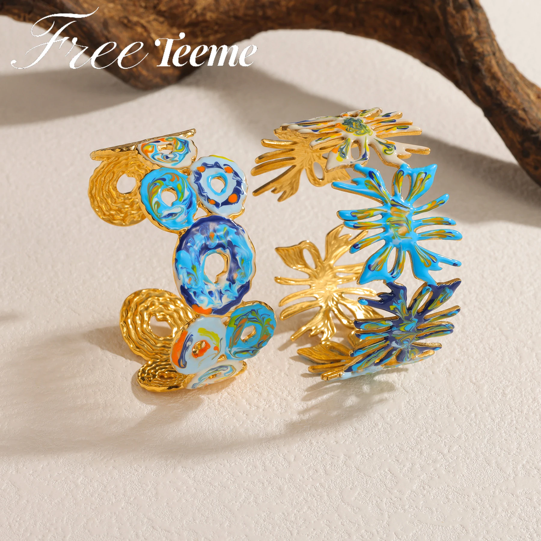 Freeteeme Y2K винтажный открытый браслет в виде морской звезды для женщин, синий цвет, браслет с капающим маслом, ювелирные изделия для мужчин, модная вечеринка, эстетичная мода