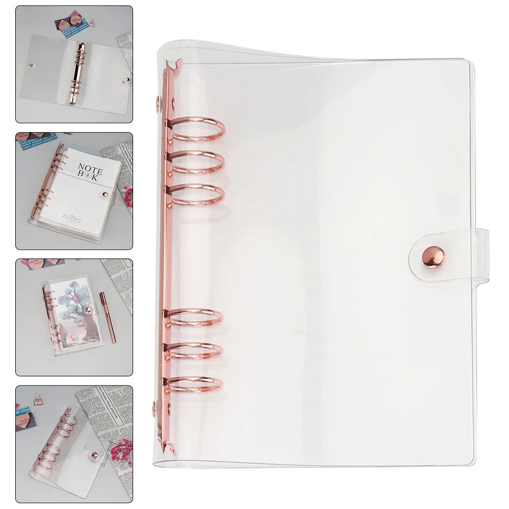 

Rose Gold Hand Book Binder Clips Portable Transparent Students Notepad Cover Pads