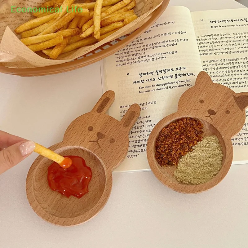 

Wooden Plate Cute Cartoon Solid Wood Fruit Plate Saucer Tea Plate Dessert Plate Tableware Home Children