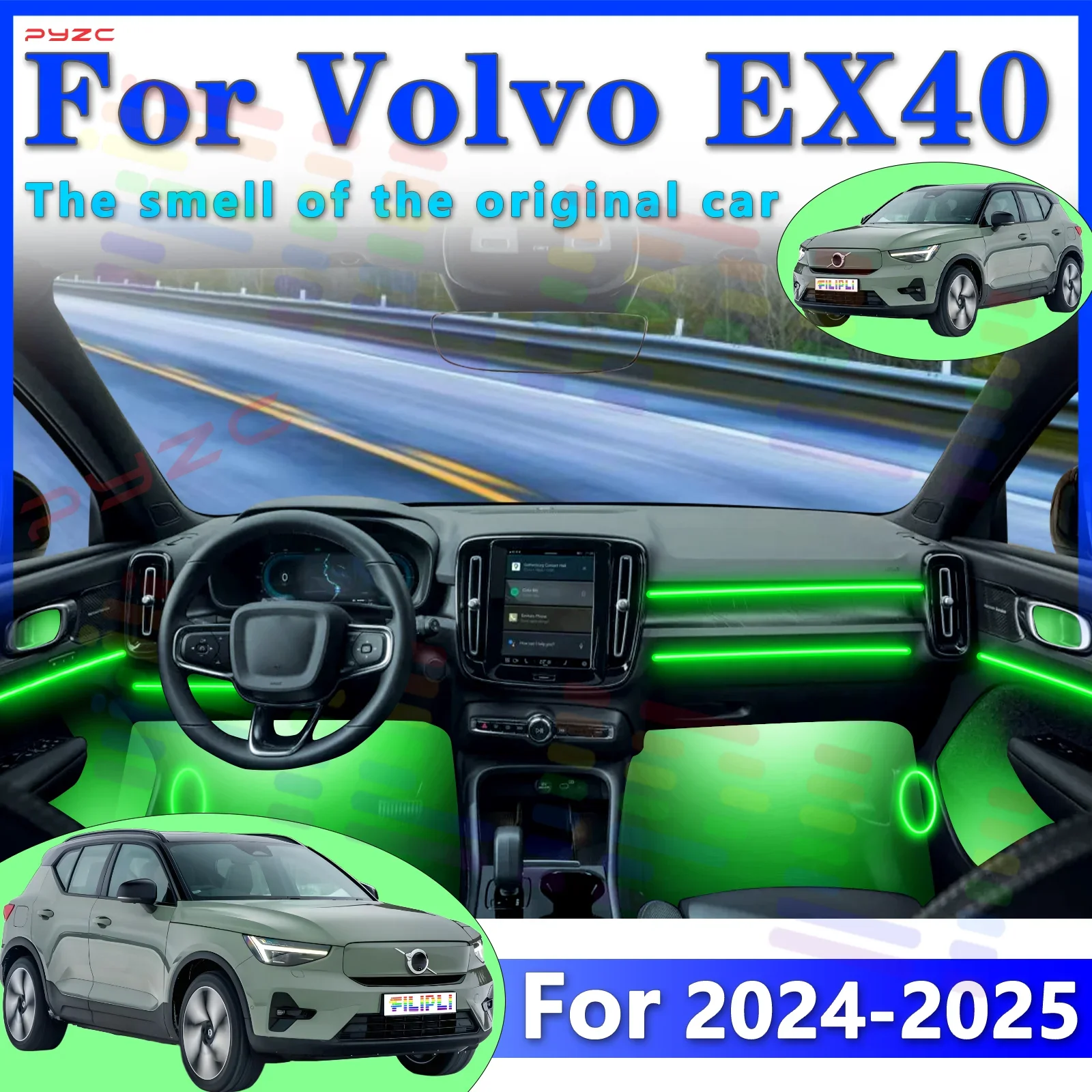 

For Volvo EX40 Interior LED Environmental Light with 64Color and Multiple Modes for a Superior Driving Experience