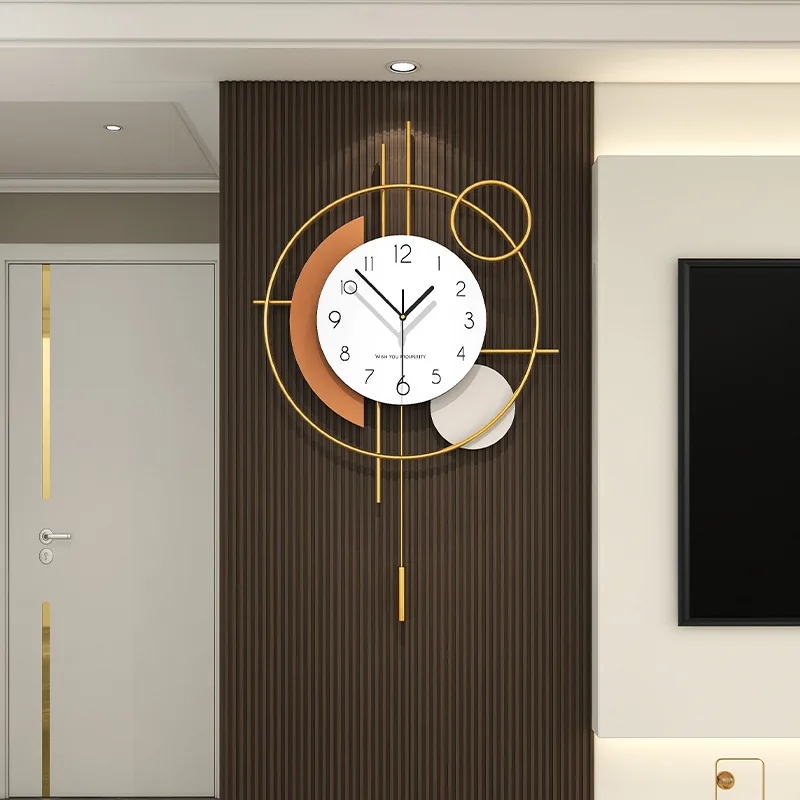 Modern Luxury Silent Pendulum Wall Clock Elegant Home Decor for Living Dining Room Wall Mounted Silent Clock