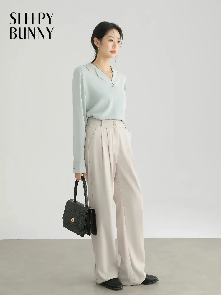 

High Waist Pleated Wide Leg Pants Women’s Autumn Straight Trousers Loose Elegant Suit Style Draped Casual Long Pants Outfit Work