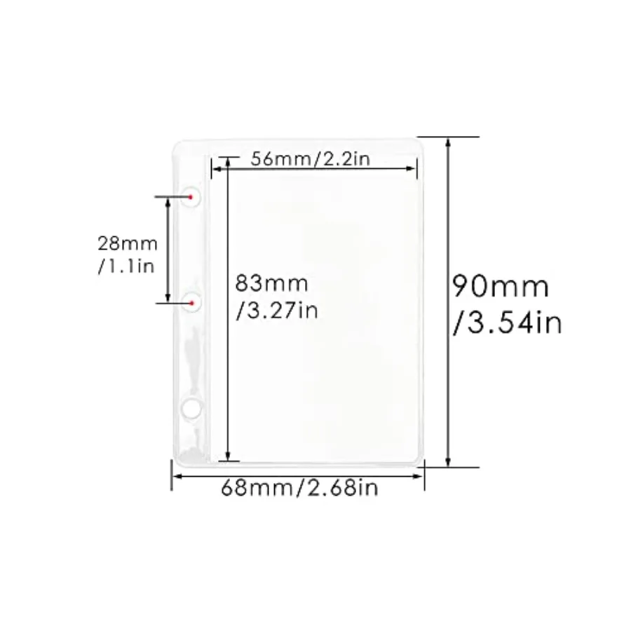 Mini Binder Pockets 12pcs PVC Binder Pouches Loose Leaf 3 Holes Top Open Cash Budget Envelopes Clear Binder Pouches for Protect