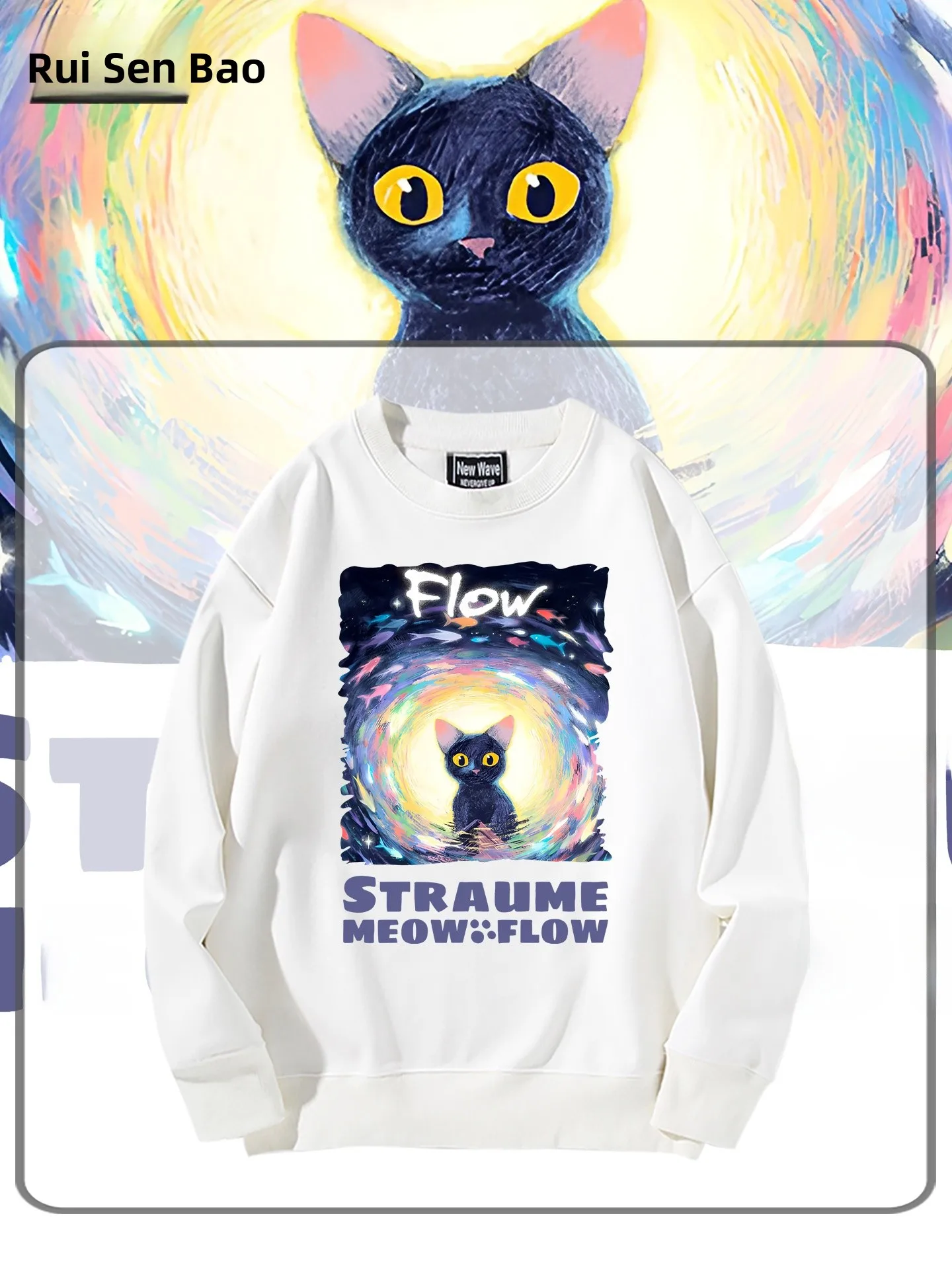 

Men's Fce-lined Round-ne Sweatirt Cartoon Collaborative Casual Comfortable Loose Fit Autumn Winter Faion Streetwear