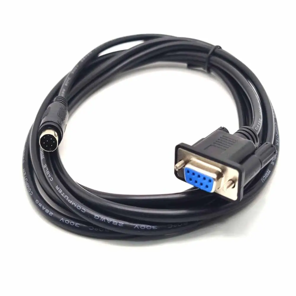 1M Mini Din 8 Pin To DB9 Female RS232 Serial Data Cable COM Line For POS Microcontroller Router PC Industrial Equipment