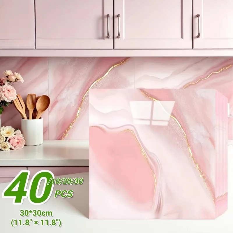 Kitchen Bathroom Wall Decor Faux Marble Self Adhesive Wallpaper 10/20/30/40PCS Peel and Stick Backsplash Tile Wall Sticker