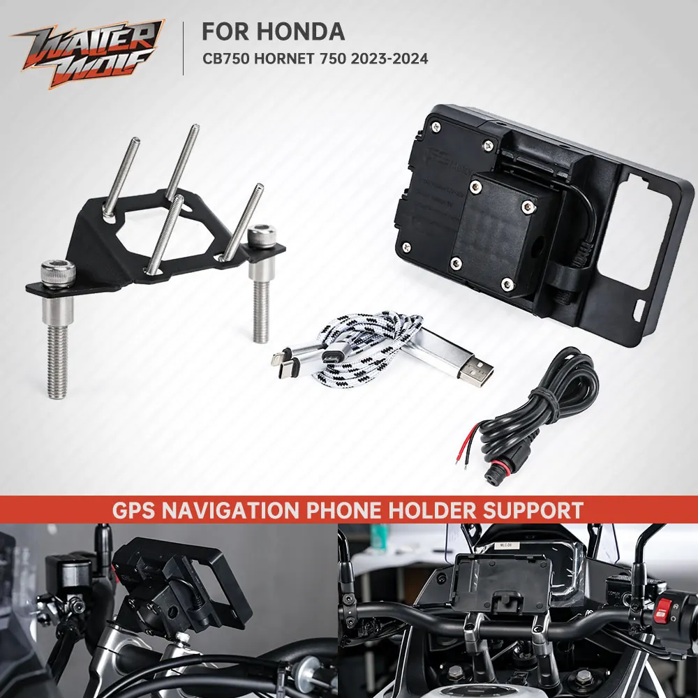 

2024 Hornet 750 GPS Navigation Phone Holder Mounting Bracket For Honda CB750 Hornet750 2023 3 in 1 USB Charger Cable Wire