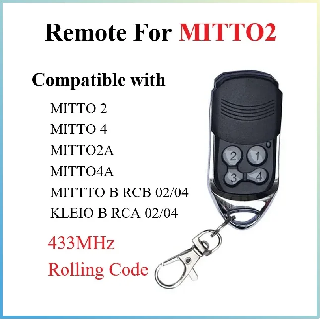 

For MITTO 2 MITTO 4 B RCB 02 04 TRC1 TRC2 TRC3 Garage Door Remote Control 433.92MHz Remote Control Gate Opener Key Telecommand