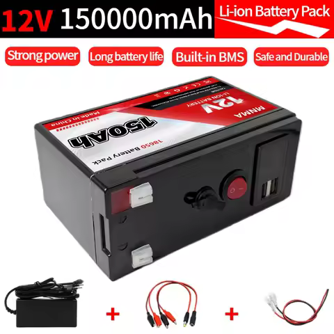 Upgrade 12V 150Ah 18650 Lithium Battery Built-in Smart BMS USB 150000mAh for RV Solar Marine Camping and Off Grid Applications