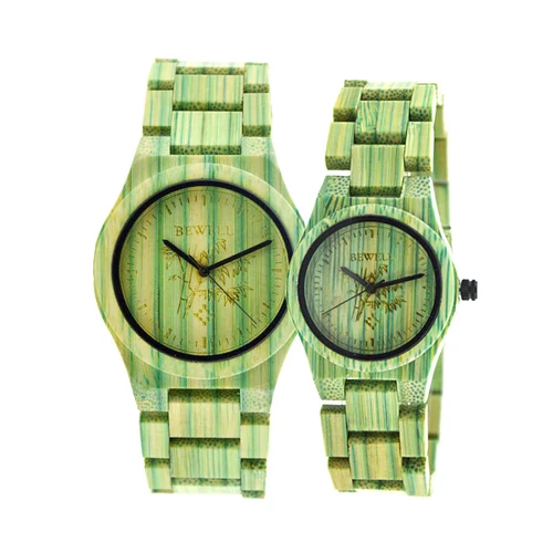 Imagen 2 del producto Reloj de cuarzo para mujer Reloj de regalo para mujer de bambú verde Reloj elegante para mujer