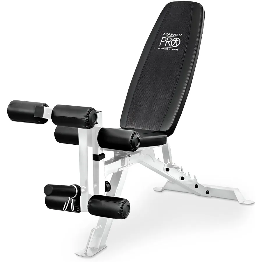 

Adjustable Weight Bench w/Dual Leg Developer for Home Gym Workouts in Black with Durable Steel Frame and High-Resistance Elasti