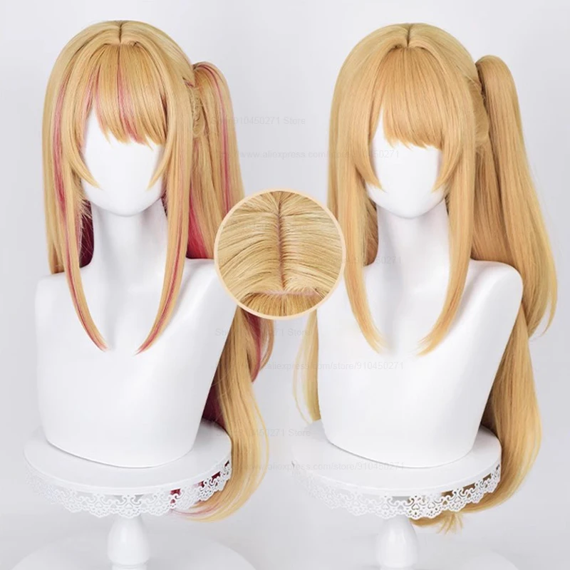 Oshi No Ko Hoshino Ruby Cosplay Peruca 70cm Straight Laranja Ouro Rosa Rosa Resistente ao calor Peruca de cabelo sintético Anime Perucas + Peruca Cap