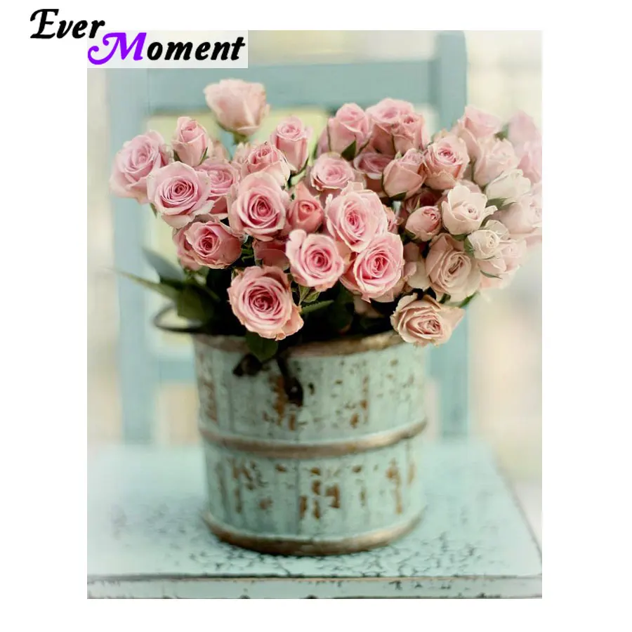 

Ever Moment 5D алмазная живопись розовая роза потертый шик красивая алмазная вышивка алмазная живопись цветочное ремесло ASF972