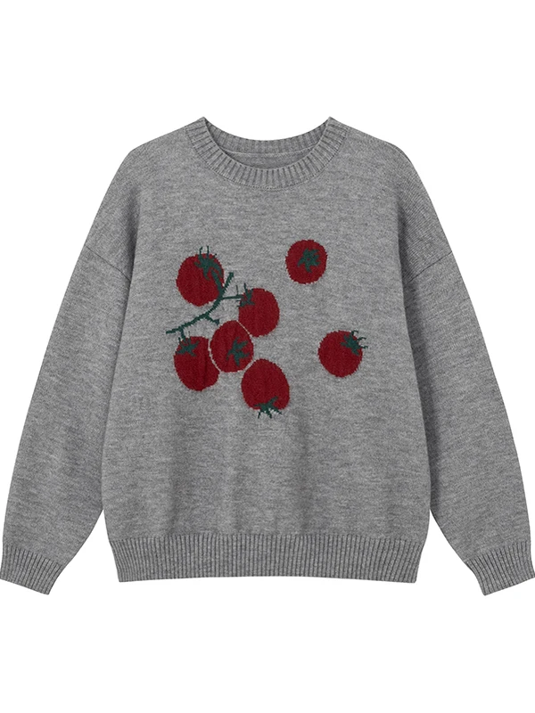 

Loose Fit Knitted ato Patterned round Ne Sweater Women's Overhead Sle Autumn Winter New Korean Loose Slimming Lazy S...