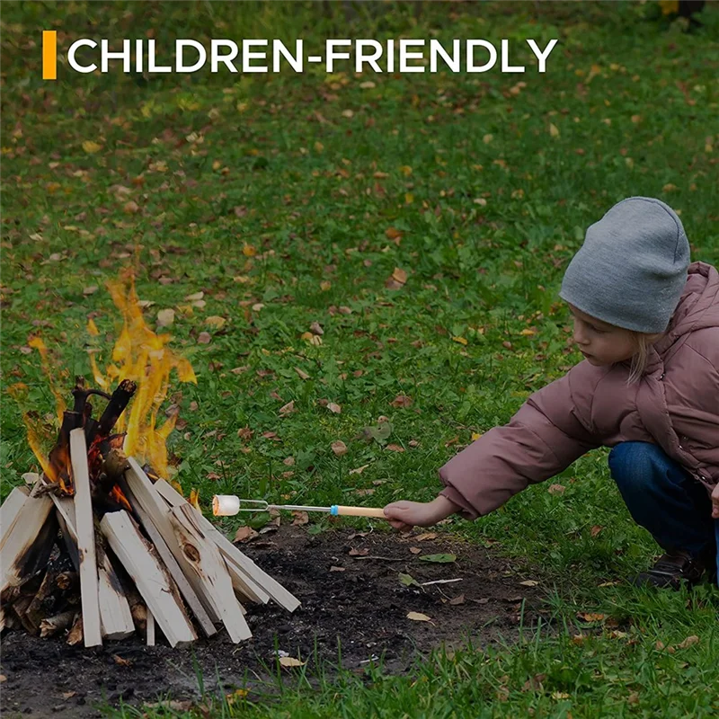 Marshmallow Roasting Sticks (8 Pack) 32 Inches Extendable Telescoping Smores Skewers for Fire Pit Meat HOT